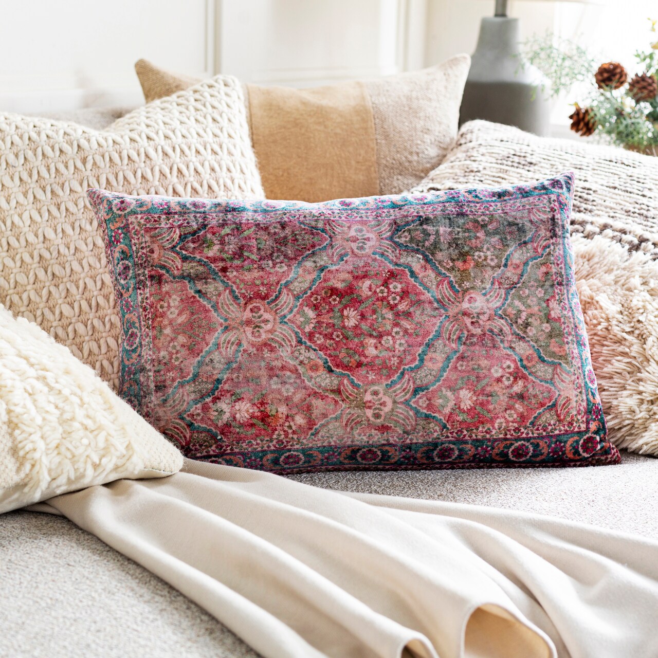 Burgundy and tan clearance throw pillows